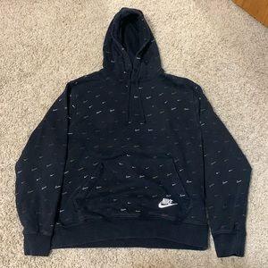 Black Nike Hoodie with Multicolor Nike Logo Design